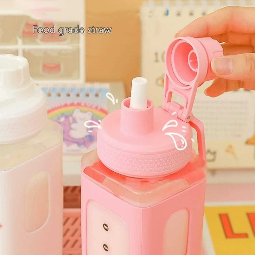 700ml Kawaii Water Bottle with Lid and Straw
