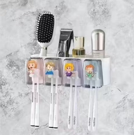 Toothbrush Holder Wall Mounted, Tooth Brushes Holder, for Bathroom, Brush Holder for Bathroom Wall Mounted (4 Cup)