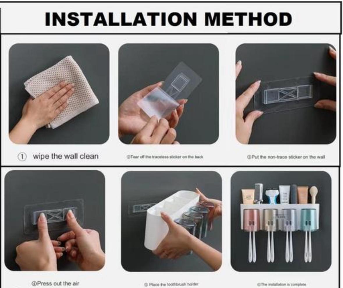 Toothbrush Holder Wall Mounted, Tooth Brushes Holder, for Bathroom, Brush Holder for Bathroom Wall Mounted (4 Cup)