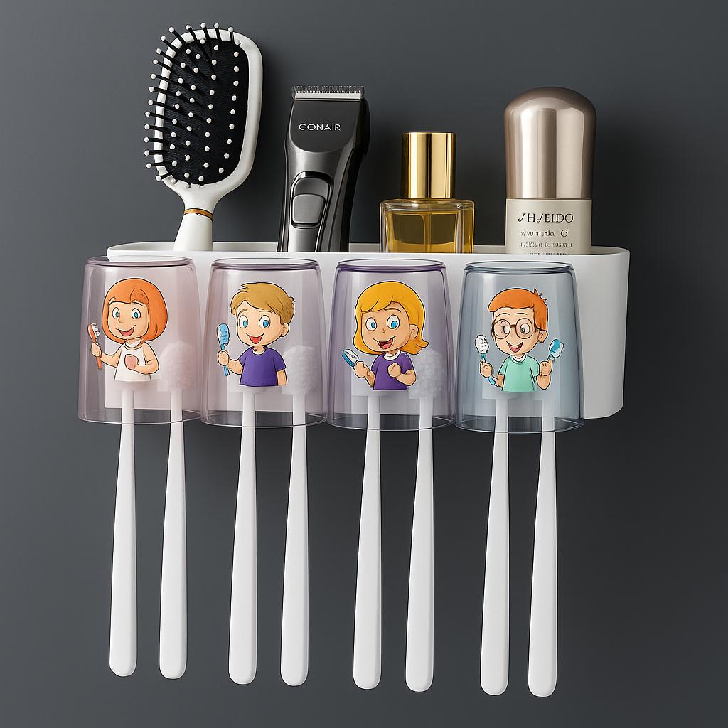 Toothbrush Holder Wall Mounted, Tooth Brushes Holder, for Bathroom, Brush Holder for Bathroom Wall Mounted (4 Cup)
