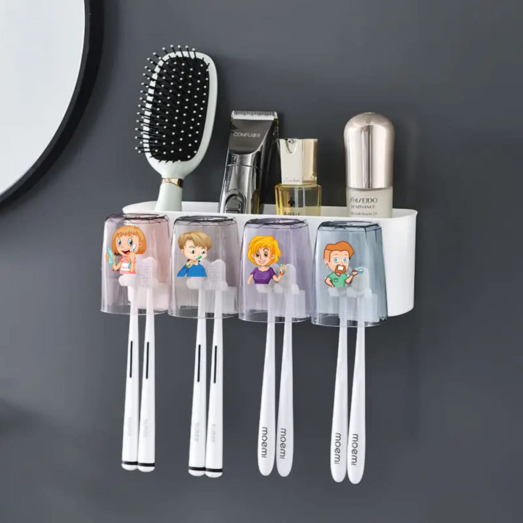 Toothbrush Holder Wall Mounted, Tooth Brushes Holder, for Bathroom, Brush Holder for Bathroom Wall Mounted (4 Cup)