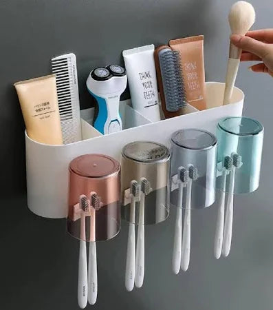 Toothbrush Holder Wall Mounted, Tooth Brushes Holder, for Bathroom, Brush Holder for Bathroom Wall Mounted (4 Cup)